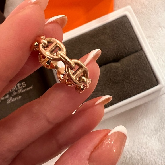 Hermes Chaine d'ancre Enchainee ring, small model size 54 rose Gold - Picture 5 of 7